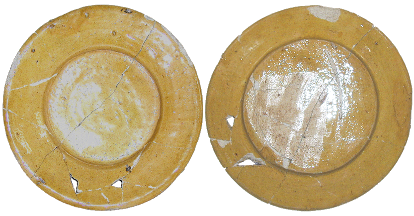 Bord, geel-aardewerk, 1600-1650